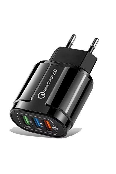 Flippy ® Fast Charger QC3.0, 3 USB Ports, 2.1A, 18W, ABS, Overheat Protection, Macarons Range, Black