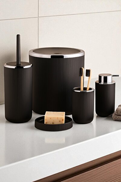 Evsun Home Collection طقم حمام مكون من 5 قطع بنمط مخطط