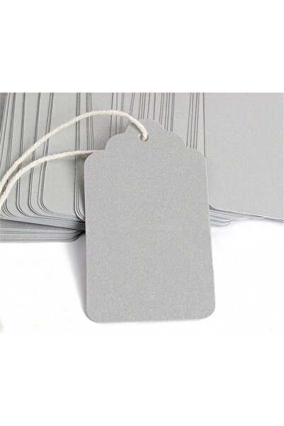 naturevo 100 Adet Metalik Silver Hediye Etiketi + 20 m Jüt İp – 2.4x4.4 cm 30...