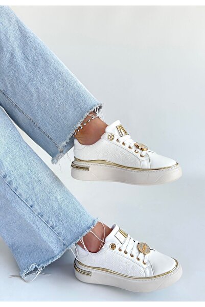 Erbilden Jlar White Leather Lace-Up Sneakers