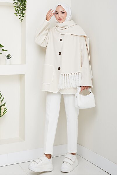 Bestenur Μπουφάν Ahen με κασκόλ 1593 - Μπεζ