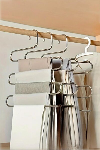 Bayev 1 τεμάχιο μεταλλική κρεμάστρα ρούχων με 5 θήκες - Οργανωτής ντουλάπας για ρούχα, παντελόνια, κασκόλ και ρούχα