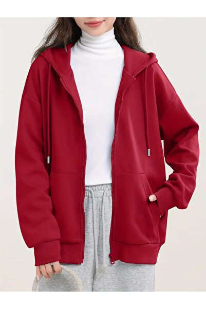 pandy Unisex 2 Thread Ribbed Kangaroo Pocket Hooded Zip-Up Cardigan / Sweatshirt