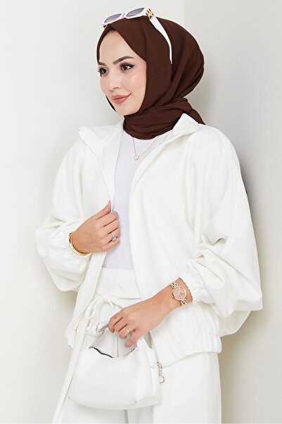 Bestenur oversized Σετ με φερμουάρ 1595 - Λευκό