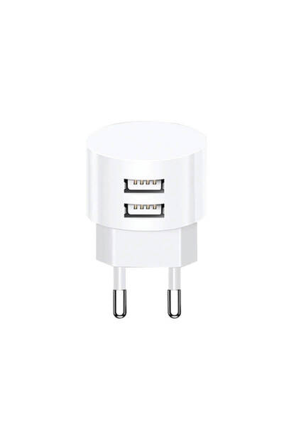 Edman Φορτιστής γενικής χρήσης λεπτός T20, 2.1A, Διπλή θύρα USB, Λευκό