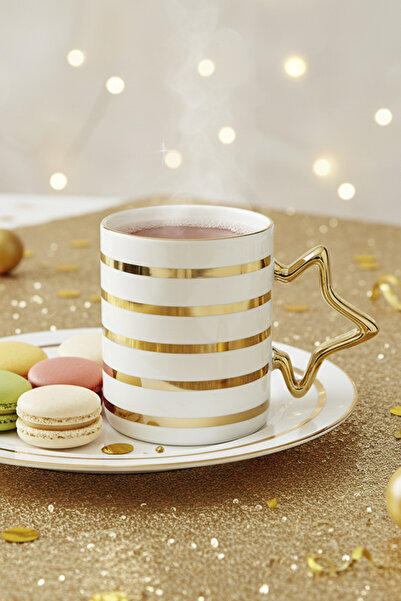 Benante Gold Yıldız Kulplu Seramik Kupa - 400 CC