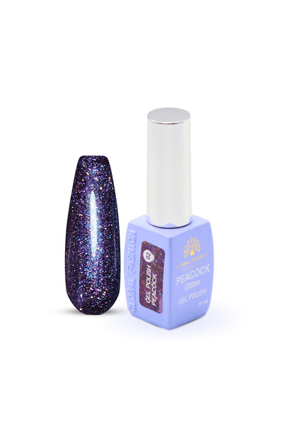 global fashion طلاء أظافر جل لامع من Peacock بحجم 8 مل - جل طويل الأمد مقاوم ...