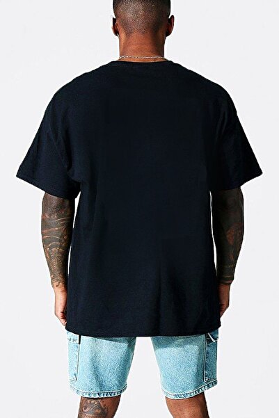 ROCKANDROLL Motorcycle Rider Wings Black Short Sleeve Printed Oversize Men's T-Shirt