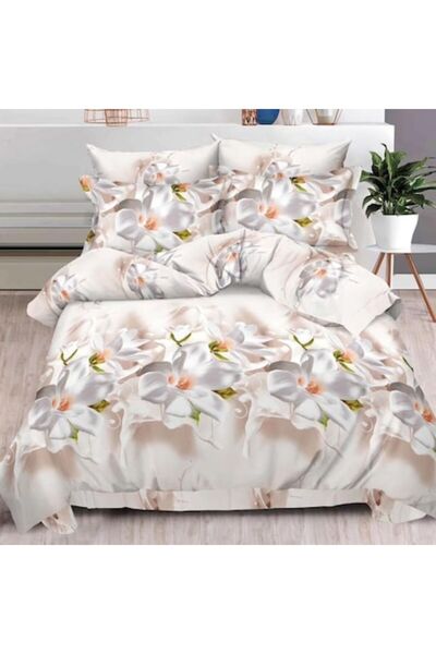 Casa de Vis Set lenjerie de pat dublu, 6 piese, bumbac satinat, 220 x 230 cm,...