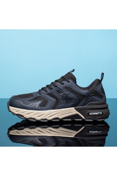 BMoD Blue men's sneakers with a thick sole, made of genuine leather MOD13460