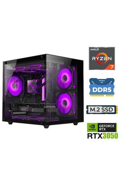 XASER Elite X40 Ryzen 7 7800X3D 32GB DDR5 Ram 1TB M.2 NVMe SSD RTX3050 Sıvı Soğutmalı Masaüstü Oyunc