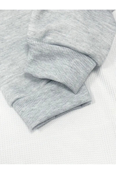 MORNİNG KİDS Girl's Leopard Patterned Butterfly Printed Gray Sweatshirt