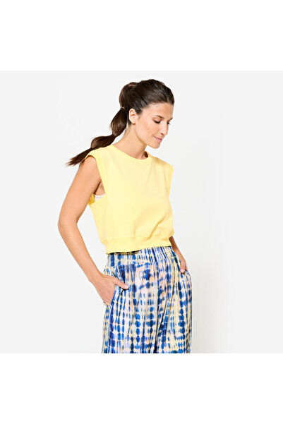 Decathlon Kimjaly Kadın Crop Yoga Tişörtü - Pastel Sarı