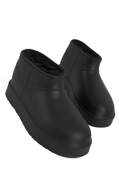 Lal Shoes & Bags Rude Kadın İçi Tüylü Cilt Deri Detaylı Bilek Boy Bot b4172-siyah