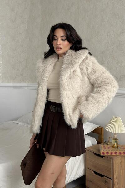 Serica Moda Palton din blană artificială căptușită premium Stone