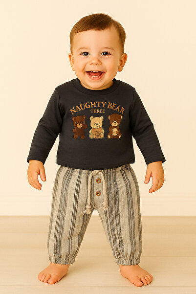 PİETRA BABY KİDS Bear Printed 100% Cotton Muslin Fabric Baby and Children's B...