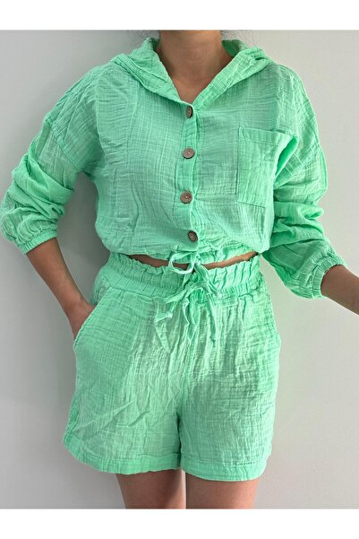 red sable Muslin Shorts and Crop Set