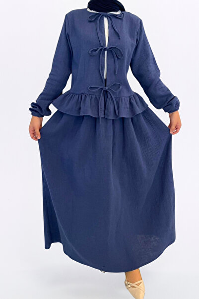 MAKSEN TEKSTİL Muslin Skirt Suit - Comfortable Fit 100% Cotton Muslin Fabric Women's Skirted Kimono Suit