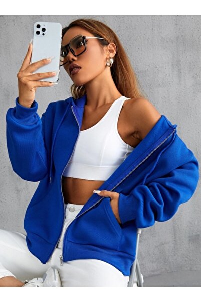 pandy Унісекс 2-нитковий шардонський кардиган з кишенями-кенгуру, капюшоном і застібкою-блискавкою / Світшот