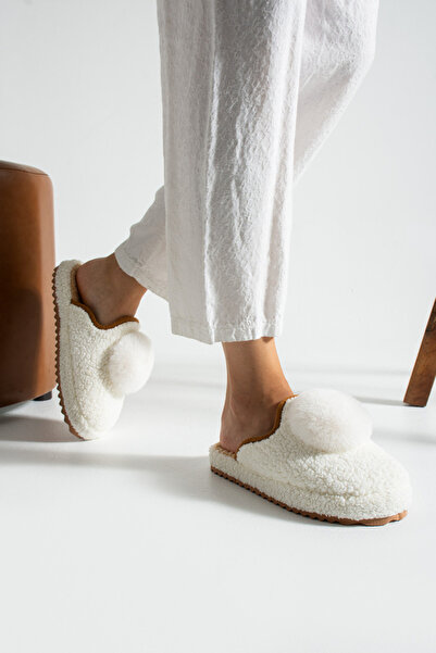 Akınal Bella Γυναικείες παντόφλες για το σπίτι με πομπόν