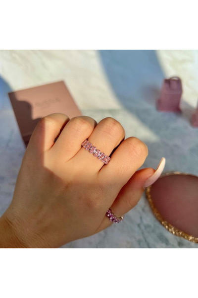 HAVANA JEWELLERY Inel PINK ODESSA din Argint 925 placat cu Rodiu si Cristale Swarovski