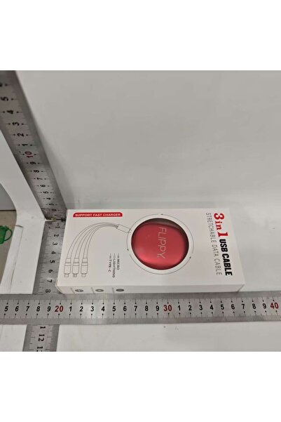 Flippy Universal Retractable 3-in-1 Phone Cable, Micro-USB/Lightning/USB-C, 1.2m, Red