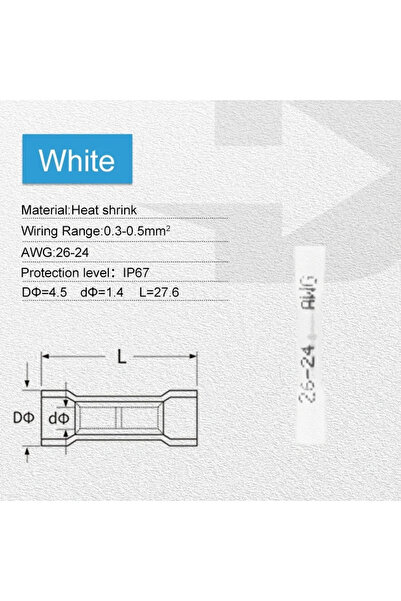 Choice1 50PCS White 50PCS Heat Shrink Butt Wire Connectors Waterproof Insulat...