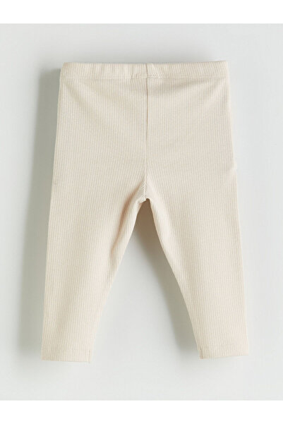 LC Waikiki Ecru Printed Baby Boy Snap-On Bodysuit and Leggings 2-Piece Set