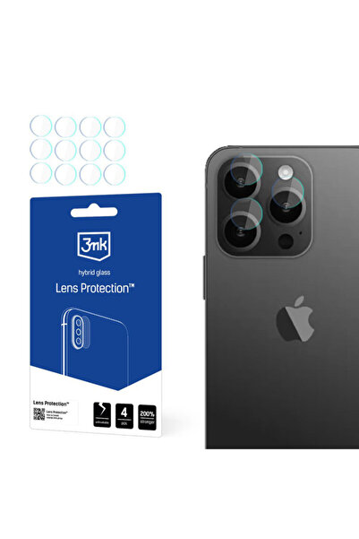 3MK Σετ 4 τεμαχίων Προστατευτική μεμβράνη φακού iPhone 15 Pro Max, διαφανής