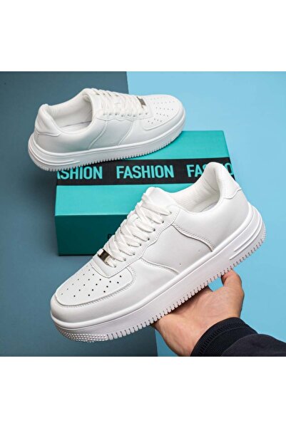 Modlet.ro Men's white platform lace-up sneakers MOD13044