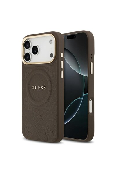 Guess Husa iPhone 17 Pro Max Peony Hot Stamp MagSafe, maro