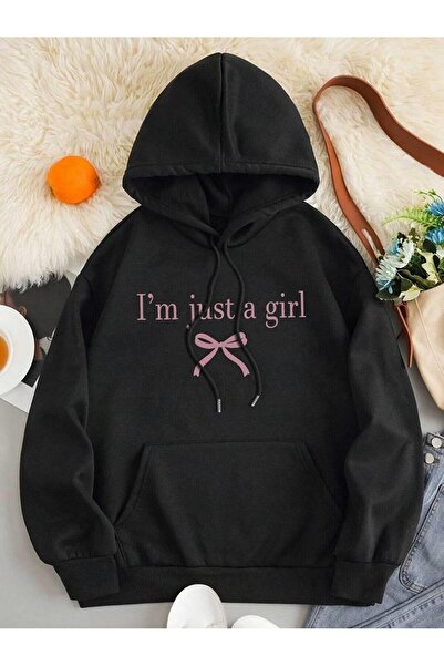 Le Savu Sunt doar o fată cu imprimeu Culoare neagră cu glugă Swea tricou