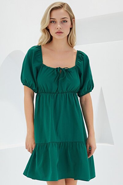 Hiccup Bdart Square Neck with Belt Short Mini Dress