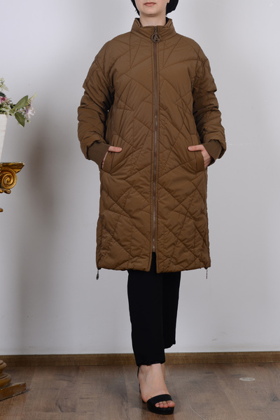 Armine 24KT726 Taba Kadın Astarlı Kapitone Mont