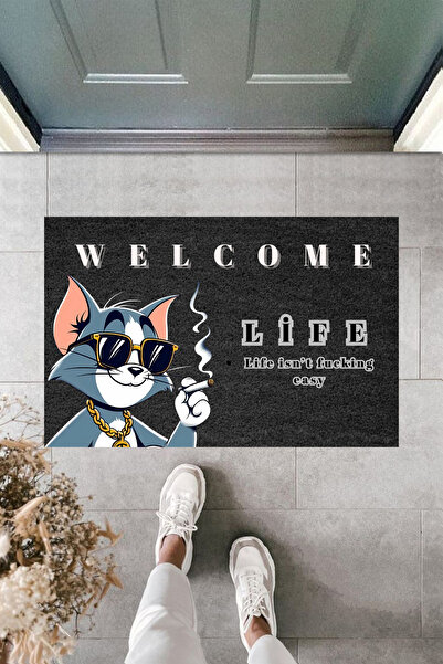 Dormot Modern Paspas - LİFE İSNT FUCKİNG EASY (HAYAT HİÇ KOLAY DEĞİL) - Özel Tasarım Kapı Önü Paspası 21.3