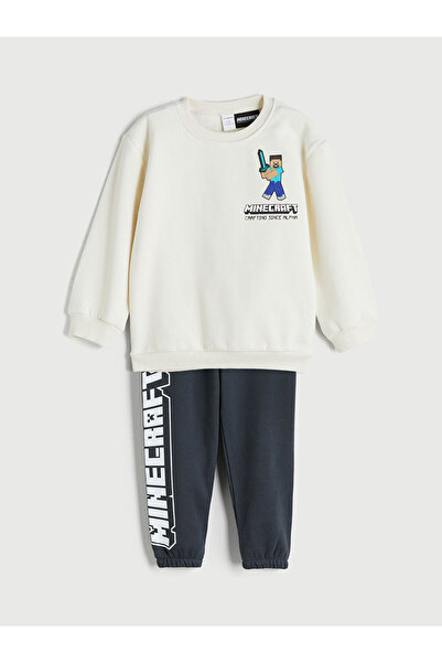 LC Waikiki Minecraft Baskılı Erkek Çocuk Sweatshirt ve Eşofman Altı