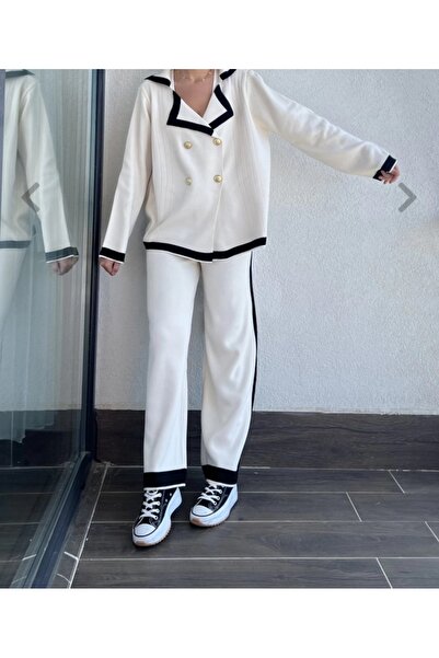 Cemre Life Button Detailed Cardigan Knitwear Bottom Top Set