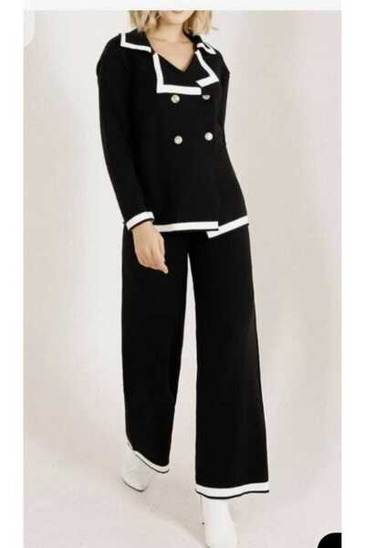 Cemre Life Button Detailed Cardigan Knitwear Bottom Top Set