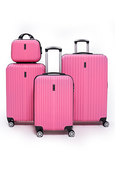 ELATAE 4'lü Valiz Seti Valiz Büyük - Orta - Kabin Boy ve Makyaj 1020