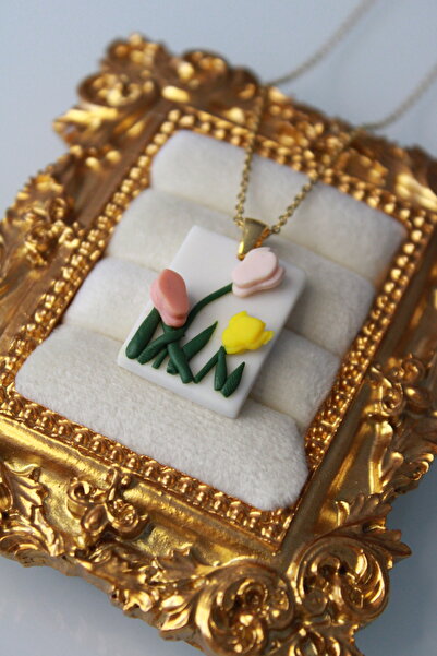 Harlofia Jewelry Steel Polymer Tulip Necklace