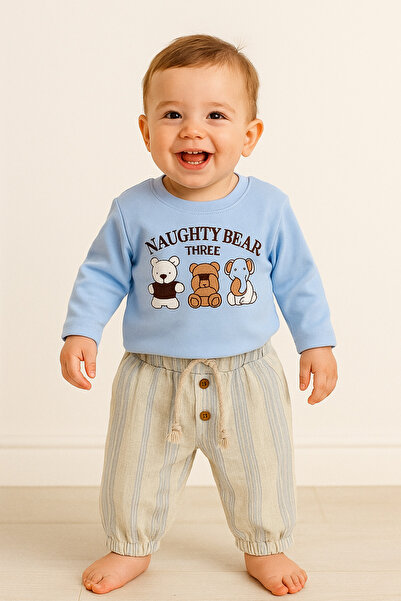 PİETRA BABY KİDS Bear Printed 100% Cotton Muslin Fabric Baby and Children's B...