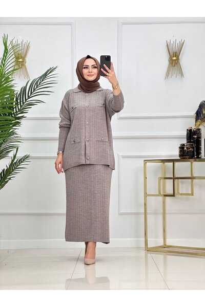 Valens Butik Metal Buttoned Skirt Tunic Hijab Set Aybüke
