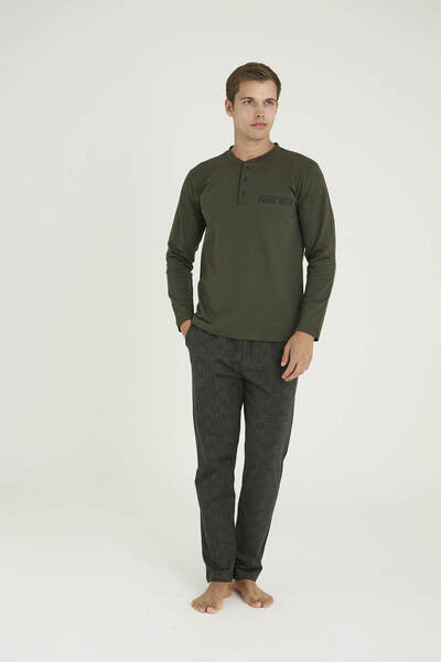 KLY 100% Cotton Men's Thick Plus Size Midi Collar Pajama Set Stylish Design