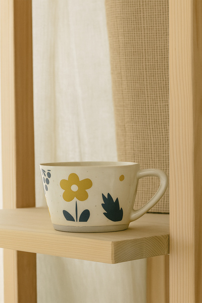 Benante Çiçek Desenli Seramik Kupa - 210 ML