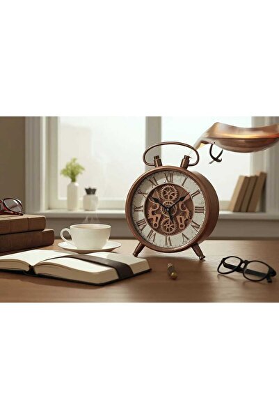 PELLE DESİGN Çarklı Masa Saati Metal Kasa