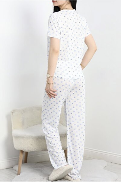 Clariss Blue Floral Cotton Comfortable Anti-Sweat Pajama Set