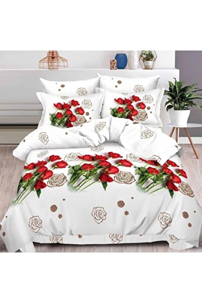 Casa de Vis Set lenjerie de pat dublu, 6 piese, bumbac satinat, 220 x 230 cm,...