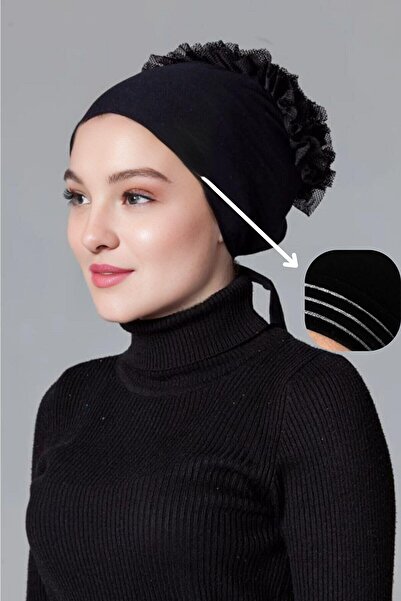 MyReal siyah silikonlu fırfırlı bone