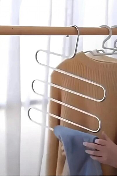Bayev 2 τεμάχια μεταλλικές κρεμάστρες ρούχων με 5 θήκες - Οργανωτής ντουλάπας για ρούχα, παντελόνια, κασκόλ και ρούχα