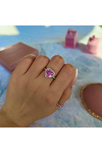 HAVANA JEWELLERY Inel PINK LOVE STORY din Argint 925 placat cu Rodiu si Cristale Swarovski